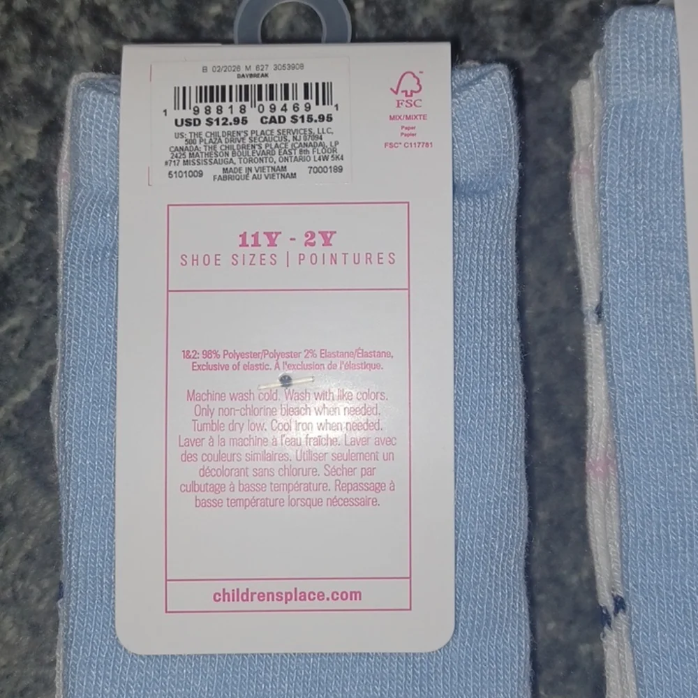 2 New The Children's Place 2-Pack Girls Argyle Knee Socks 11-2 Youth